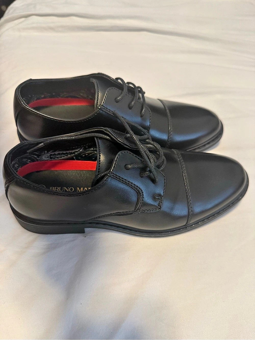 Bruno Marc Boys Cap-Toe Oxford Dress Shoes Black